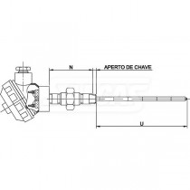 Termopar Convencional com Cabeçote, Niple e União