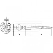 Termopar Convencional com Cabeçote e Poço Termométrico